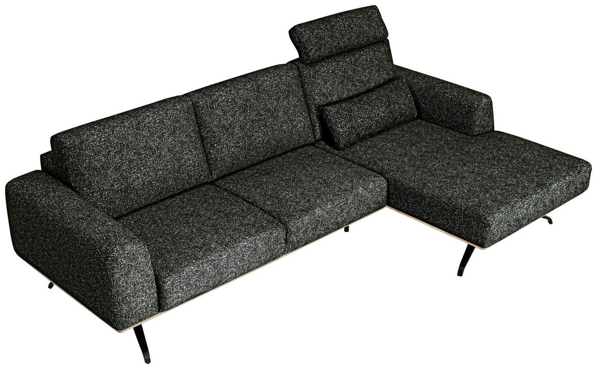 ECKSOFA in Struktur Waldgrün  - Waldgrün/Schwarz, Design, Textil/Metall (262/157cm) - Novel