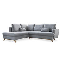 ECKSOFA in Chenille Hellgrau  - Hellgrau/Naturfarben, Holz/Textil (202/242cm) - MID.YOU