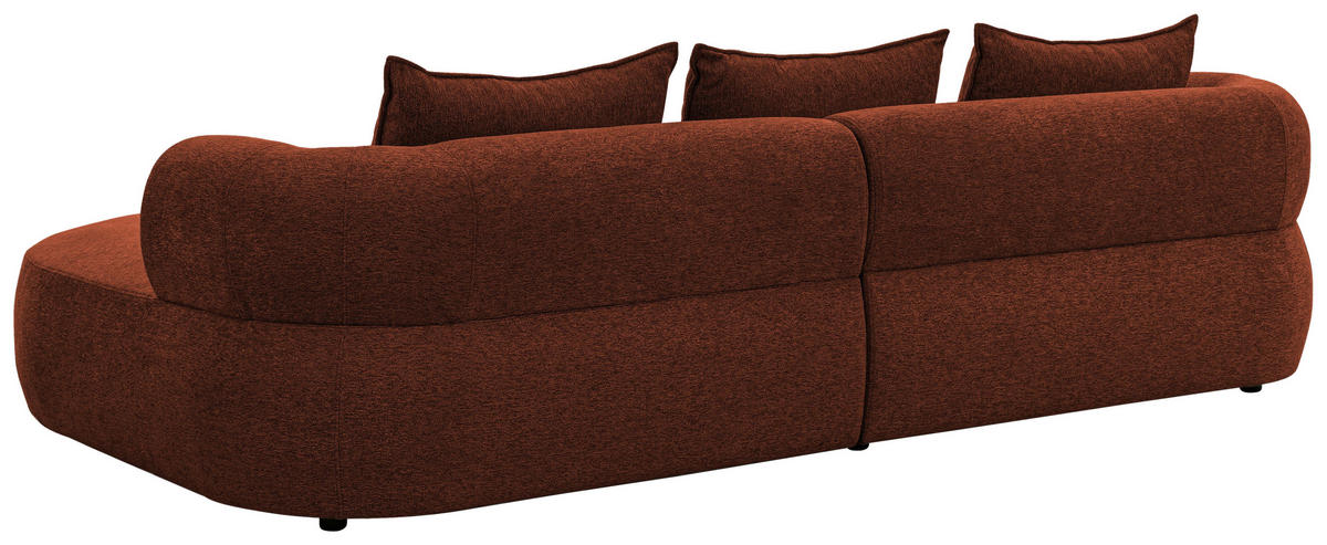ECKSOFA in Chenille Rostfarben  - Rostfarben/Schwarz, Design, Kunststoff/Textil (256/156cm) - Livetastic