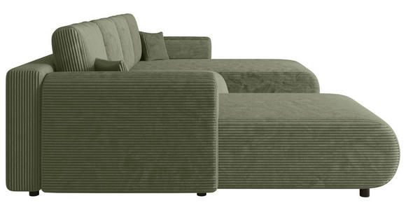 Wohnlandschaft inkl. Funktion Salbeigrün Cord  - Salbeigrün/Schwarz, KONVENTIONELL, Textil (200/360/200cm) - Xora