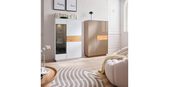 HIGHBOARD Taupe, Eichefarben  101/150/42 cm  - Taupe/Eichefarben, Design, Glas/Holz (101/150/42cm) - Novel