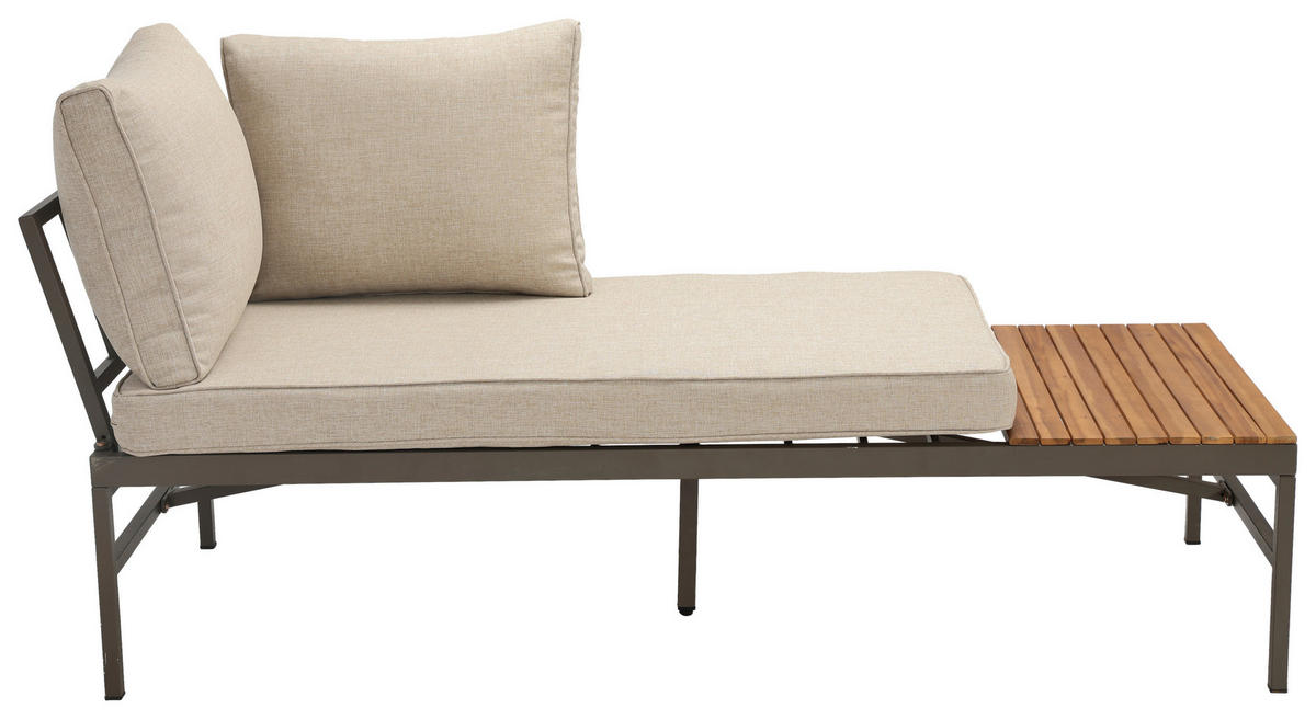 LOUNGEGARNITUR   57/35/57 cm Akazie vollmassiv Aluminium  - Beige/Beigebraun, MODERN, Holz/Textil (57/35/57cm) - Ambia Garden