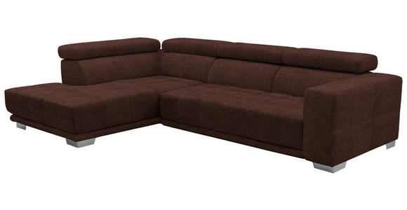 ECKSOFA in Chenille Rotbraun  - Chromfarben/Rotbraun, Design, Textil (207/301cm) - Xora