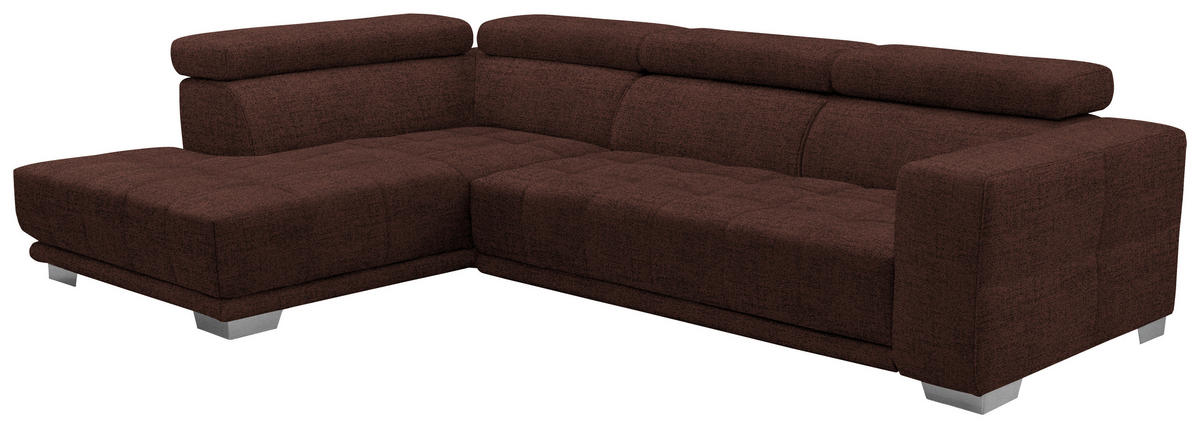 ECKSOFA in Chenille Rotbraun  - Chromfarben/Rotbraun, Design, Textil (207/301cm) - Xora