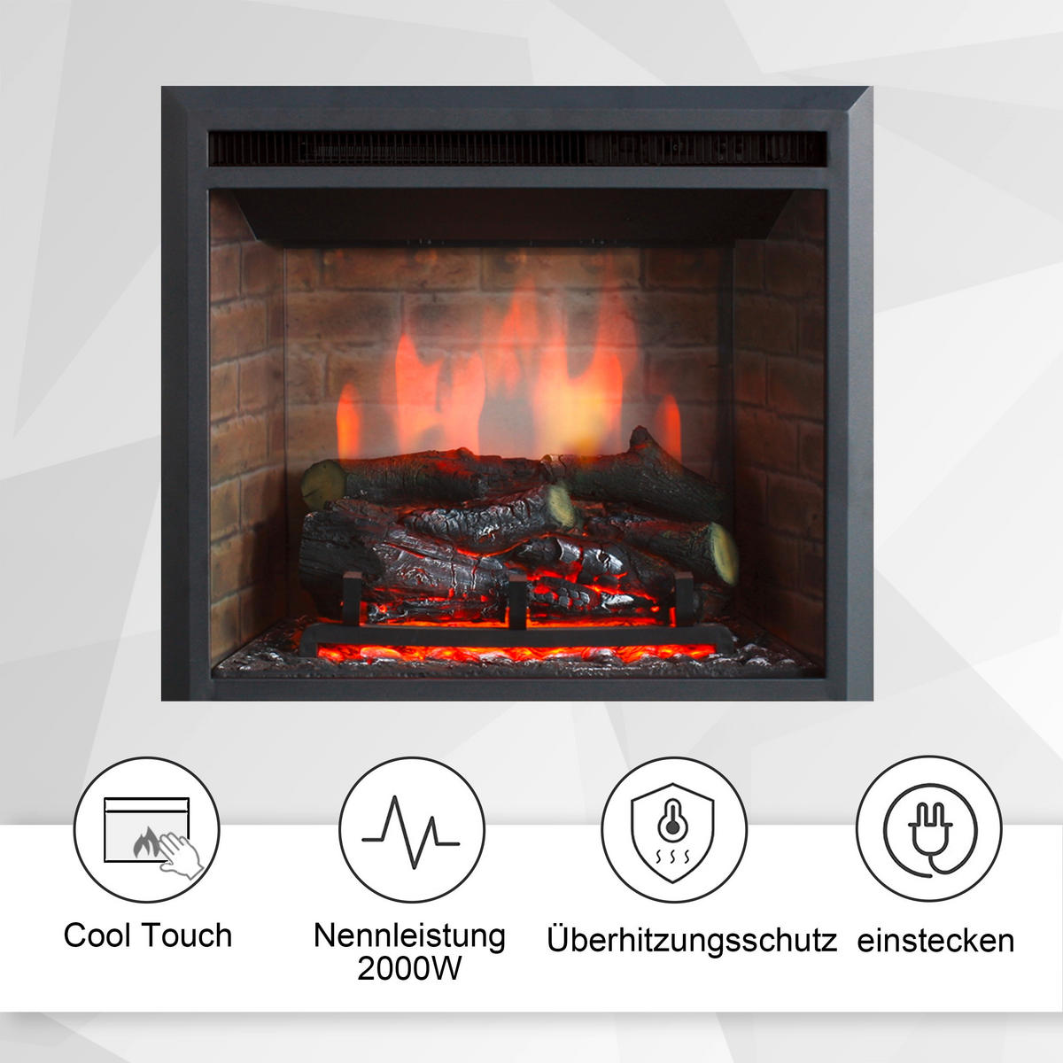 ELEKTROKAMIN - Schwarz, Basics, Metall (63/54,5/22,3cm)