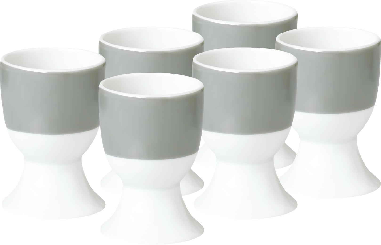 EIERBECHERSET Keramik Porzellan 6-teilig - Weiß/Grau, Basics, Keramik (4,5/6,5cm)