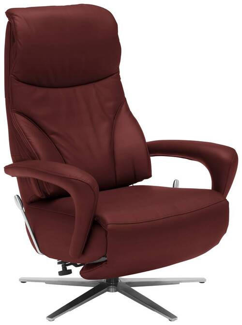RELAXSESSEL in Leder Brombeere  - Edelstahlfarben/Brombeere, Design, Leder/Metall (75/106/88cm) - Dieter Knoll