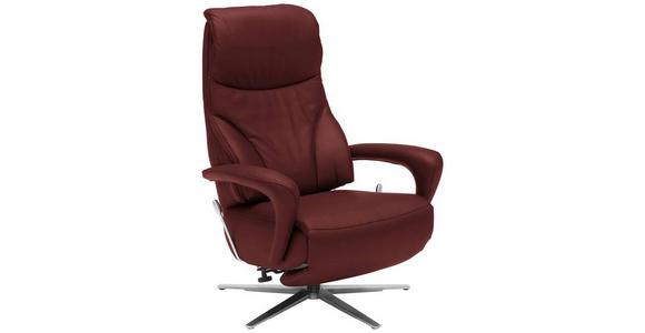 RELAXSESSEL in Leder Brombeere  - Edelstahlfarben/Brombeere, Design, Leder/Metall (75/106/88cm) - Dieter Knoll