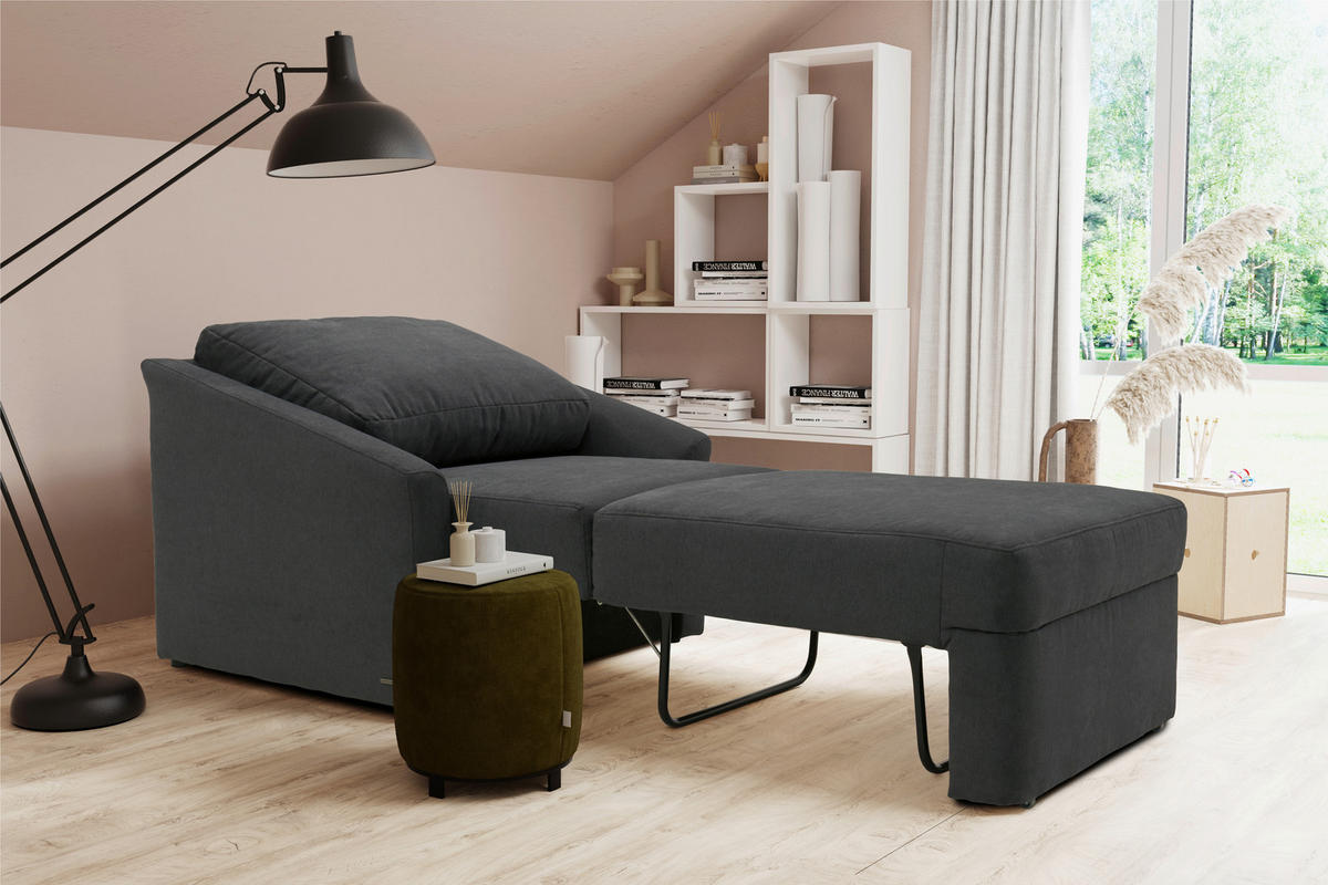 SCHLAFSESSEL RELAX BOX Mikrofaser Dunkelgrau    - Dunkelgrau/Beige, Basics, Kunststoff/Textil (108/86/96cm) - MID.YOU