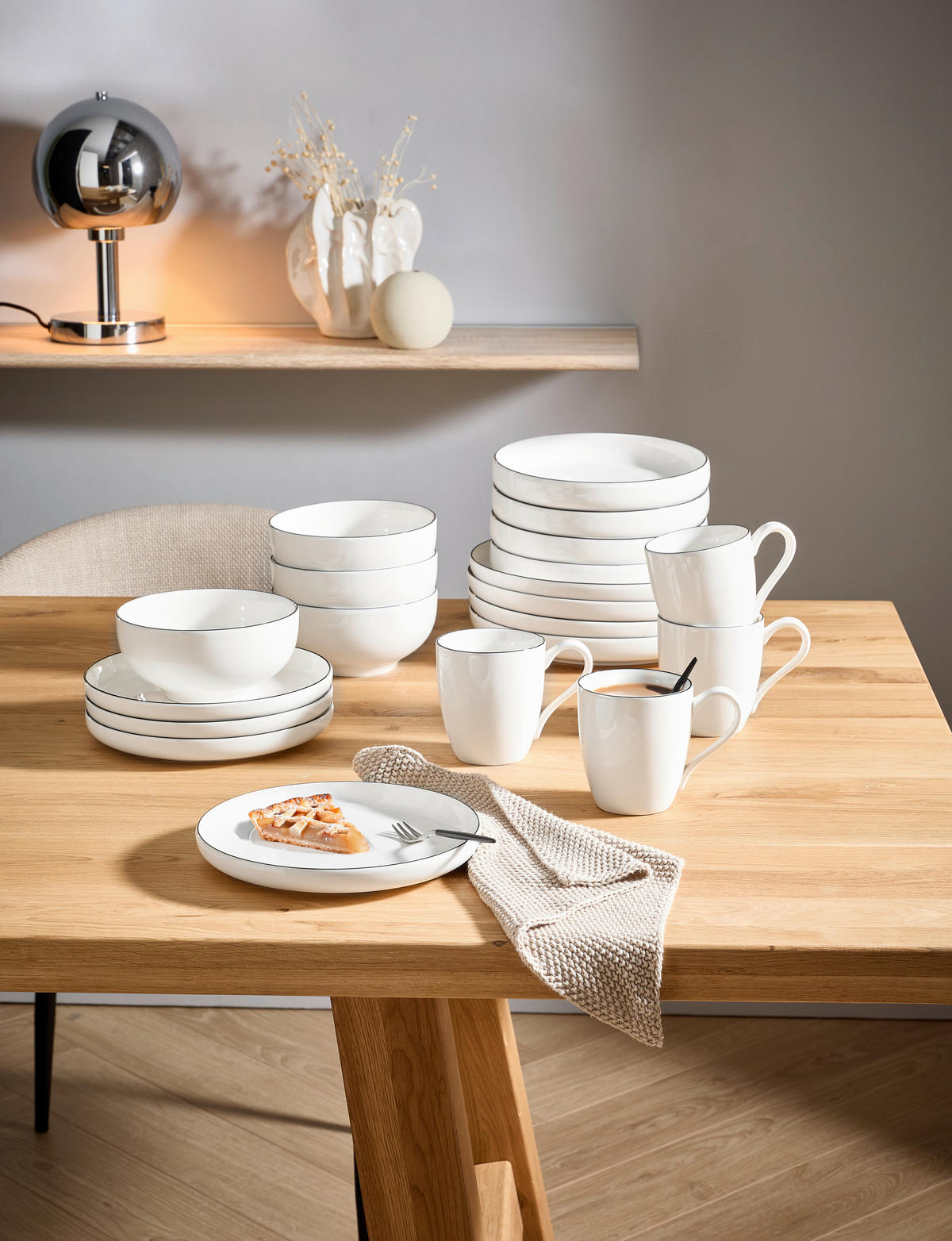 KOMBISERVICE Schwarz, Weiß Oslo 20-teilig 4 Personen  - Schwarz/Weiß, Design, Keramik - Novel