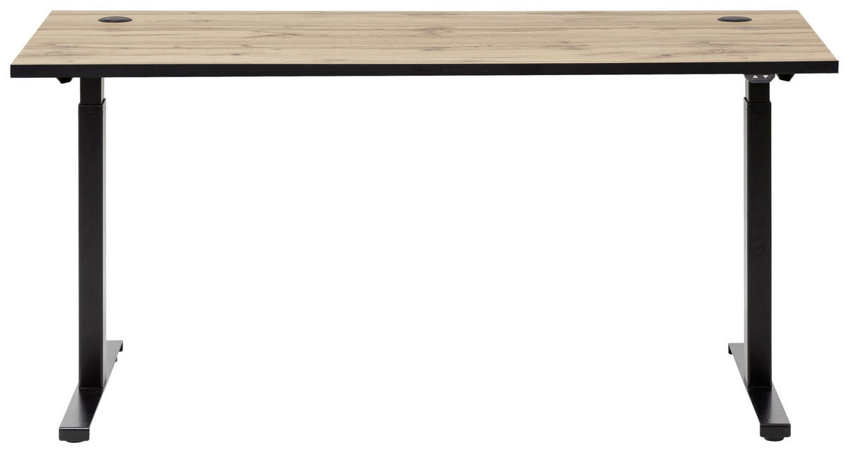SCHREIBTISCH  in Eichefarben  - Eichefarben/Schwarz, KONVENTIONELL, Holzwerkstoff/Metall (160/70,5-117/75cm) - MID.YOU