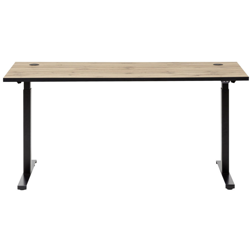Thumbnail - Mid.you Schreibtisch, Eiche, Holzwerkstoff, rechteckig, Kufe, 160x70.5-117x75 cm, höhenverstellbar, Kabeldurchlass, Arbe...