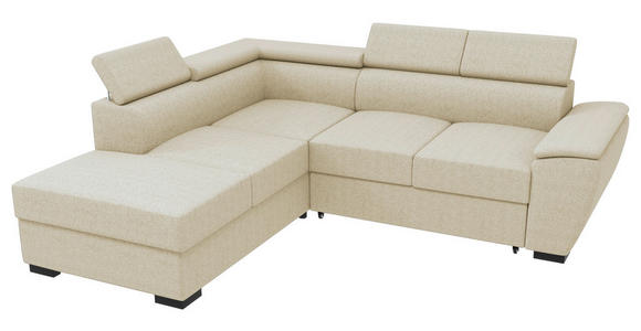 ECKSOFA  in Flachgewebe Beige  - Beige/Schwarz, KONVENTIONELL, Kunststoff/Textil (220/266cm) - Carryhome