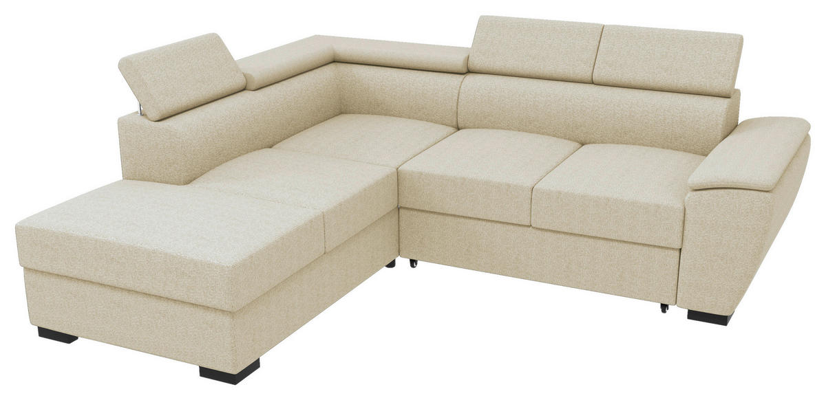 ECKSOFA Beige Flachgewebe  - Beige/Schwarz, KONVENTIONELL, Kunststoff/Textil (220/266cm) - Carryhome