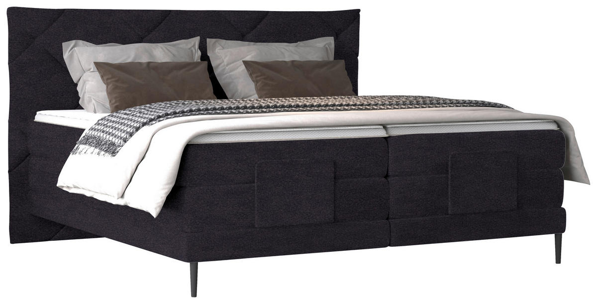 BOXSPRINGBETT 180/200 cm  in Anthrazit  - Anthrazit/Schwarz, KONVENTIONELL, Textil/Metall (180/200cm) - Esposa