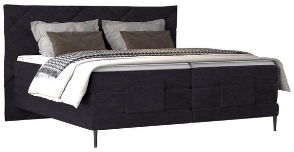 BOXSPRINGBETT 180/200 cm  in Anthrazit  - Anthrazit/Schwarz, KONVENTIONELL, Textil/Metall (180/200cm) - Esposa