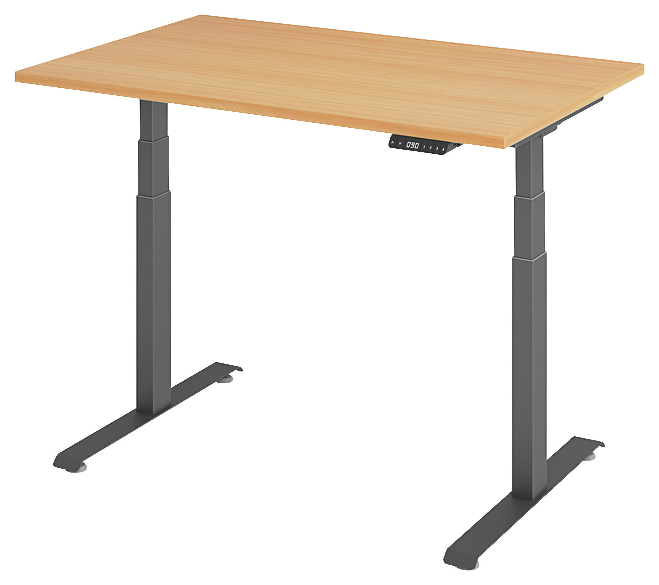SCHREIBTISCH 120/80/64,5-129,5 cm Graphitfarben, Buchefarben elektrisch höhenverstellbar  - Buchefarben/Graphitfarben, KONVENTIONELL, Holzwerkstoff/Metall (120/80/64,5-129,5cm) - Venda