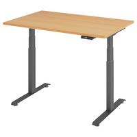 SCHREIBTISCH 120/80/64,5-129,5 cm Graphitfarben, Buchefarben elektrisch höhenverstellbar  - Buchefarben/Graphitfarben, KONVENTIONELL, Holzwerkstoff/Metall (120/80/64,5-129,5cm) - Venda
