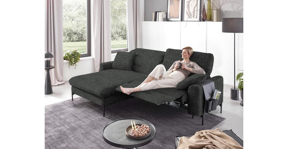 ECKSOFA in Flachgewebe Dunkelgrau 191/252 cm - Dunkelgrau/Schwarz, Design, Textil/Metall (191/252cm) - Dieter Knoll