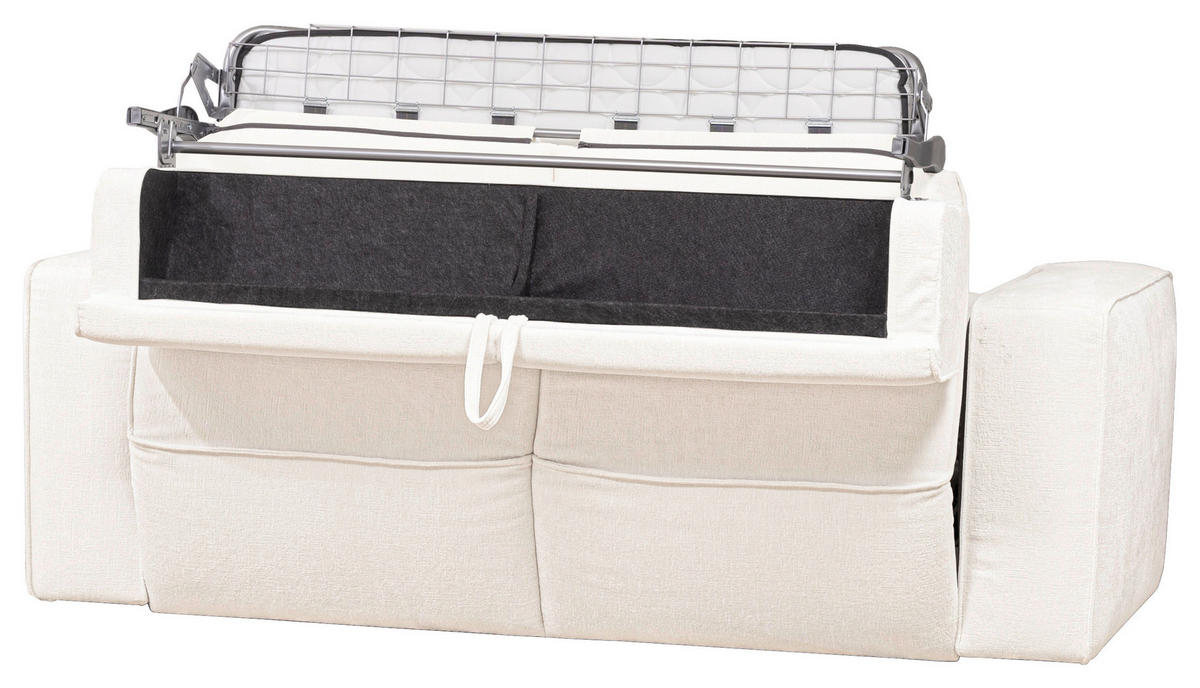 SCHLAFSOFA Chenille Creme  - Creme/Schwarz, Design, Kunststoff/Textil (227/74/105cm) - Novel