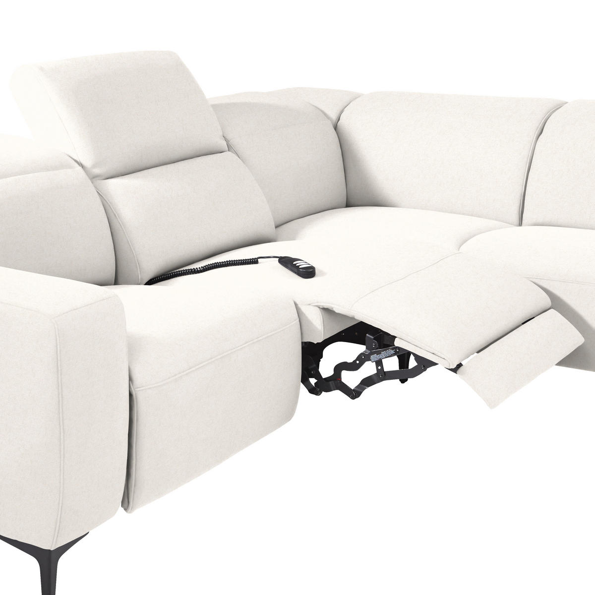 ECKSOFA Beige Flachgewebe  - Beige/Schwarz, Design, Textil/Metall (290/238cm) - Pure Home Lifestyle