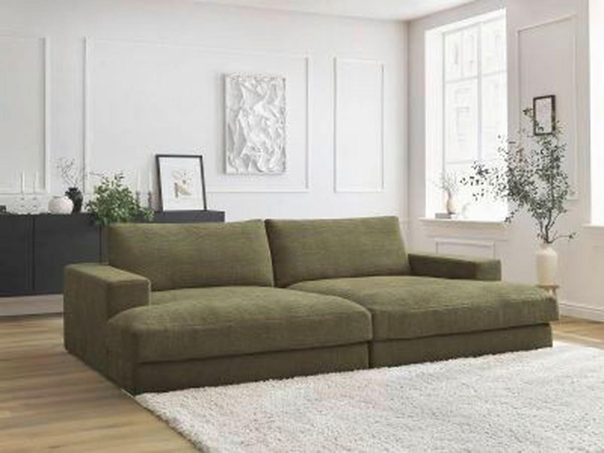 BIGSOFA LEONARD Struktur Grün  - Schwarz/Grün, MODERN, Kunststoff/Textil (274/77/159cm)
