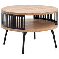 KONFERENČNÝ STOLÍK, prírodná farba, drevo, kov, 75/75/44 cm - čierna/prírodná farba, Design, kov/drevo (75/75/44cm) - Carryhome