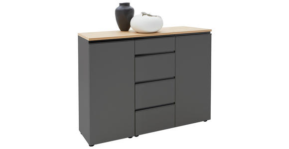 SIDEBOARD 135/102/41 cm  - Eichefarben/Schwarz, Design, Holz/Holzwerkstoff (135/102/41cm) - Dieter Knoll