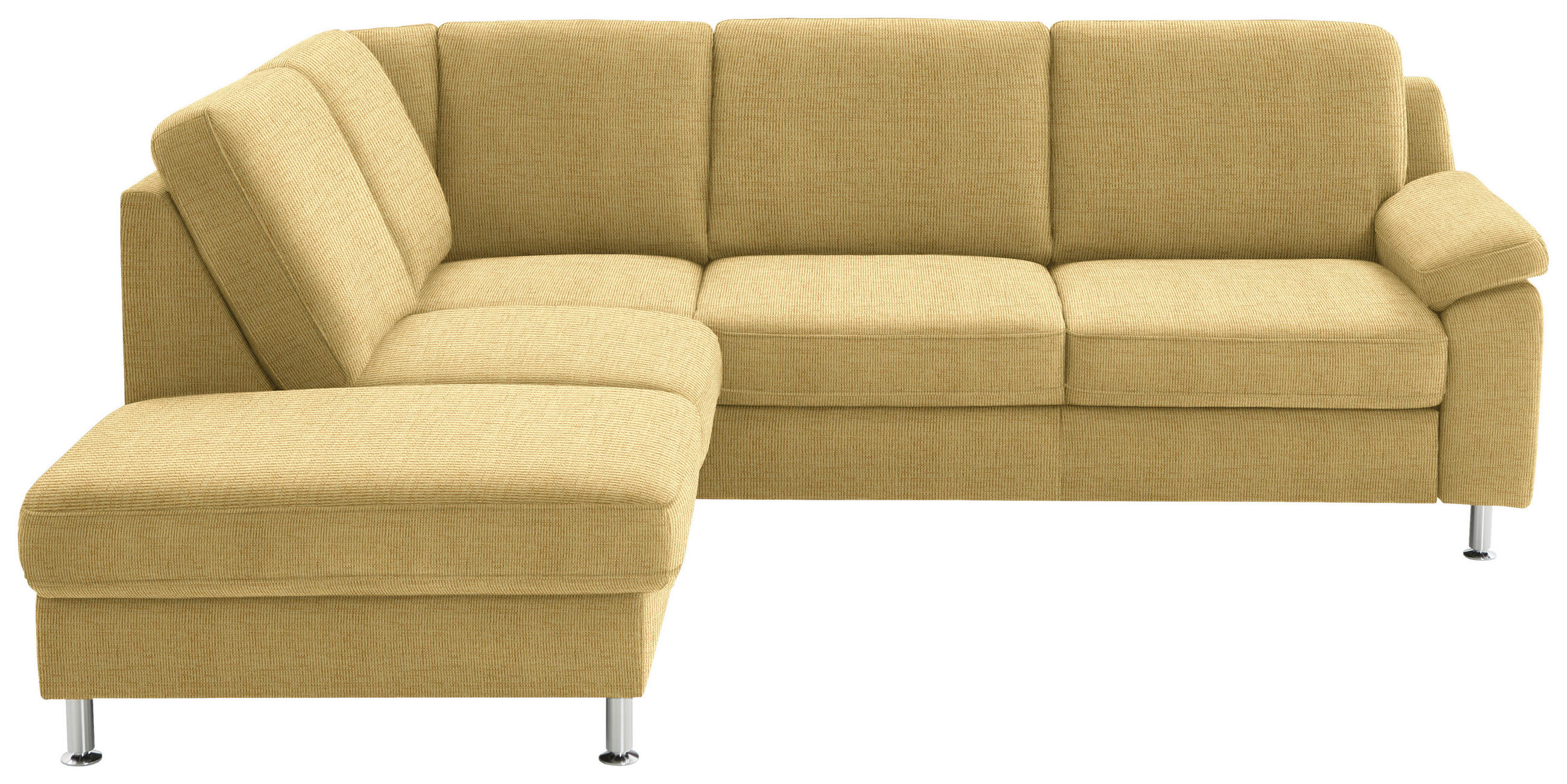 ECKSOFA in Webstoff Gelb  - Gelb/Alufarben, Konventionell, Textil/Metall (200/241cm) - Beldomo System