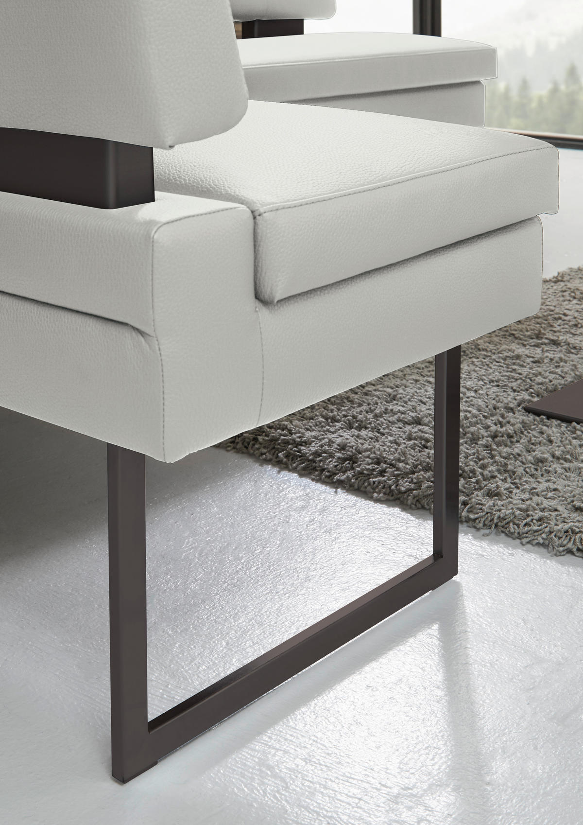 ECKBANK 158/200 cm Mikrofaser Hellgrau   - Hellgrau/Schwarz, Design, Textil/Metall (158/200cm) - Dieter Knoll