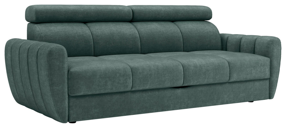 SCHLAFSOFA Flachgewebe Türkis  - Türkis/Schwarz, KONVENTIONELL, Textil/Metall (227/86-100/99cm) - Milino