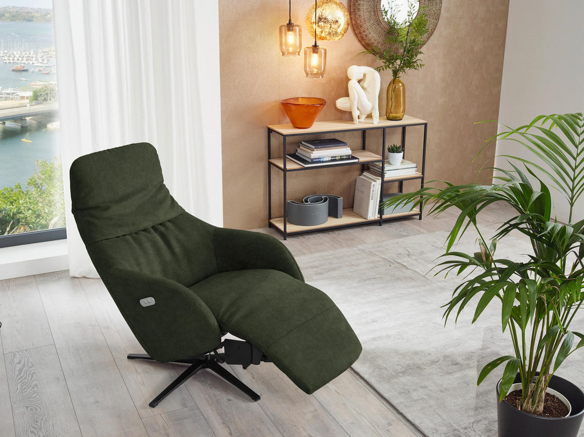 RELAXSESSEL in Textil Grün  - Schwarz/Grün, Design, Textil/Metall (77/108/95cm) - Chilliano