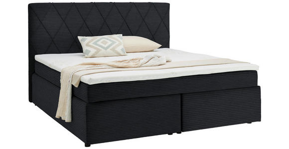 BOXSPRINGBETT 180/200 cm in Schwarz - Schwarz, Design, Kunststoff/Textil (180/200cm) - Xora