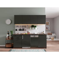 KÜCHENBLOCK 195 cm   Grau, Eichefarben  - Eichefarben/Grau, Basics, Holzwerkstoff (195cm) - Respekta