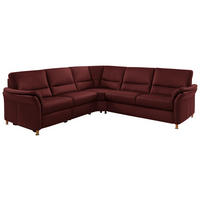 ECKSOFA Echtleder Brombeere  - Eichefarben/Brombeere, Konventionell, Leder/Holz (262/262cm) - Beldomo Premium