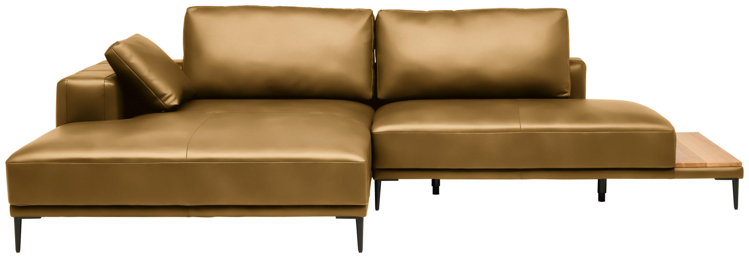 ECKSOFA Echtleder Senfgelb  - Senfgelb/Schwarz, Design, Leder/Metall (201/304cm) - Belluti