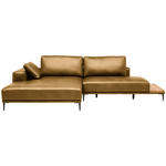 ECKSOFA  in Echtleder Senfgelb  201/304 cm  - Senfgelb/Schwarz, Design, Leder/Metall (201/304cm) - Belluti