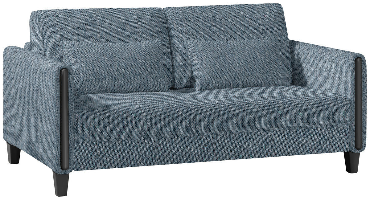 SCHLAFSOFA in Holz, Textil Schwarz, Hellblau  - Schwarz/Hellblau, Design, Holz/Textil (174/88/104cm) - Niels Andersson