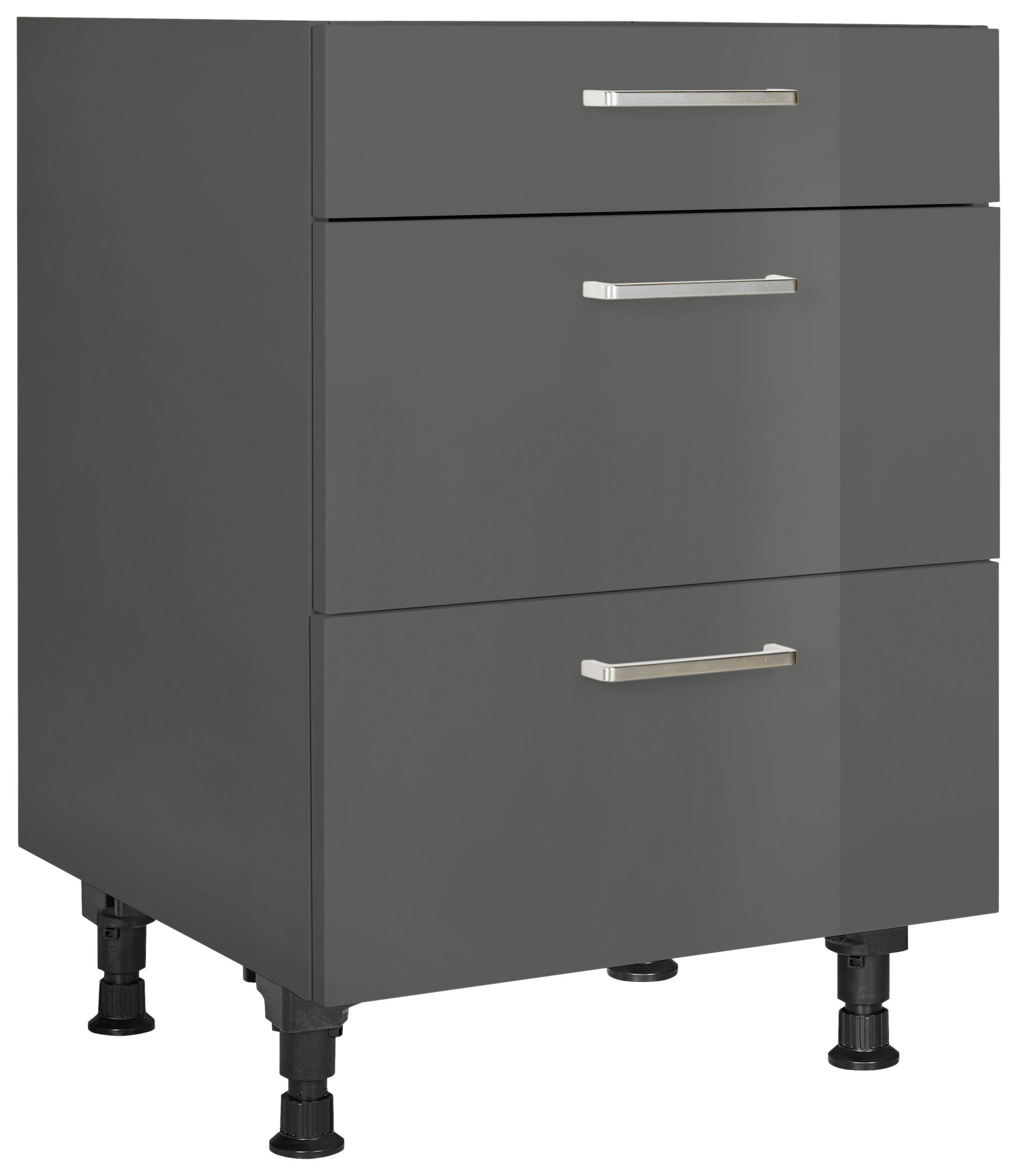 KOCHFELDUMBAUSCHRANK 60/87/56 cm  in Schieferfarben  - Schieferfarben/Edelstahlfarben, MODERN, Holzwerkstoff/Metall (60/87/56cm) - Nobilia