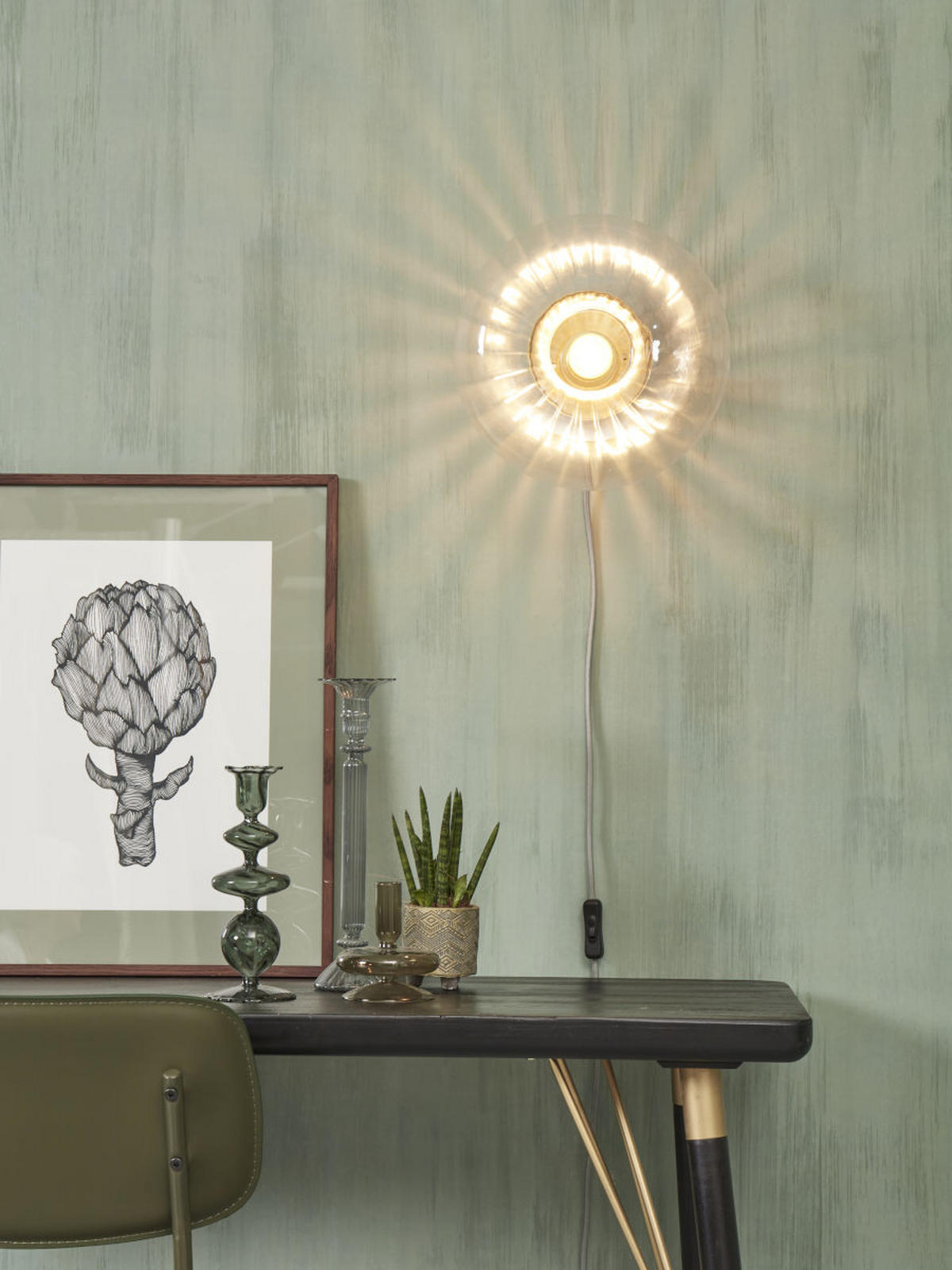 VÄGGLAMPA Brussels 28 cm  - guldfärgad/transparent, Basics, metall/glas (28cm) - It's about Romi