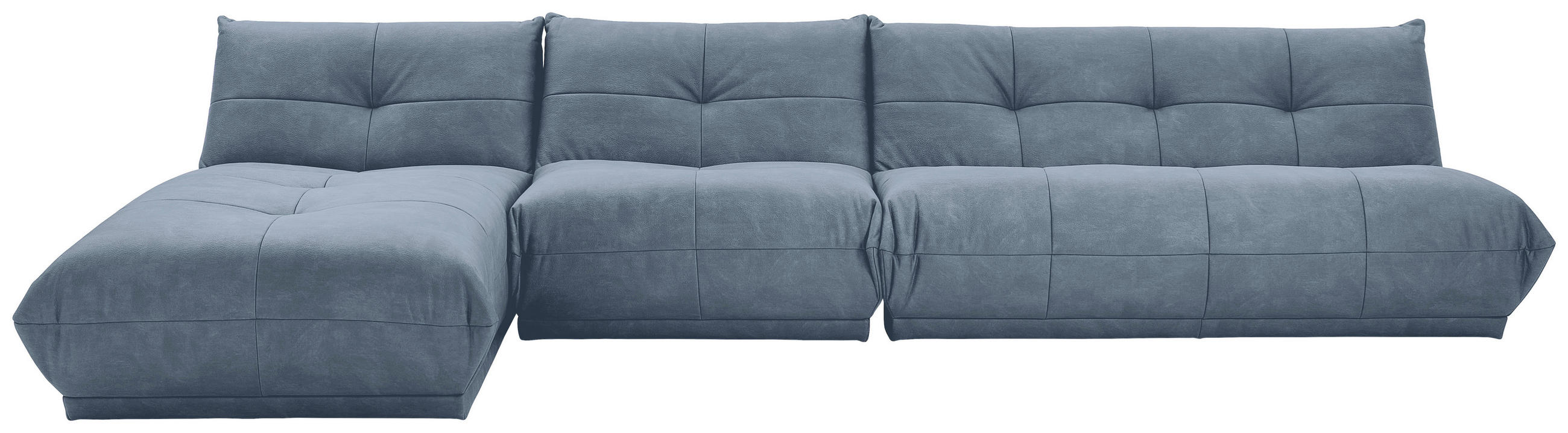 ECKSOFA Blaugrau Lederlook  - Blaugrau, Trend, Textil (185/390cm) - Livetastic