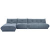 ECKSOFA Blaugrau Lederlook  - Blaugrau, Trend, Textil (185/390cm) - Livetastic