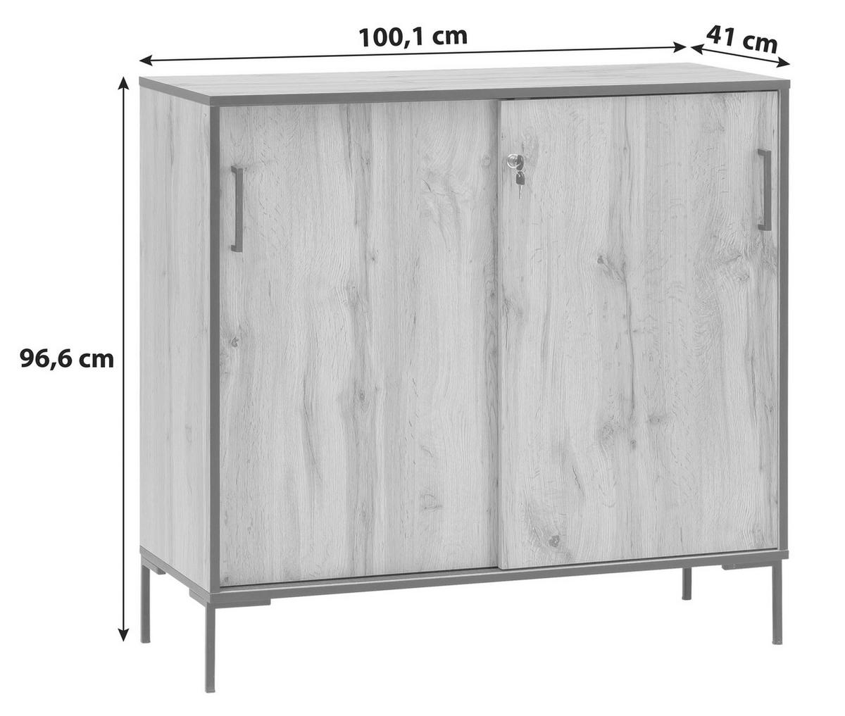 KOMMODE  in 100,1/96,6/41 cm  - Eichefarben/Schwarz, KONVENTIONELL, Holzwerkstoff/Metall (100,1/96,6/41cm) - MID.YOU