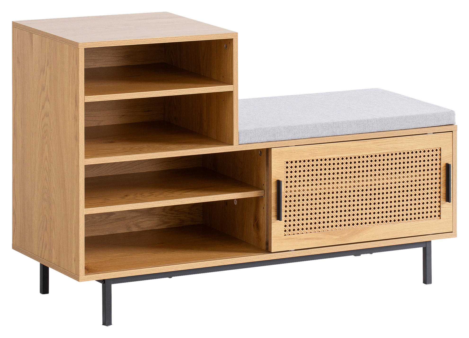 SKOBÄNK 120/75,5/40 cm  - svart/ekfärgad, Klassisk, metall/trämaterial (120/75,5/40cm) - Livetastic