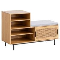 SKOBÄNK 120/75,5/40 cm  - svart/ekfärgad, Klassisk, metall/trämaterial (120/75,5/40cm) - Livetastic