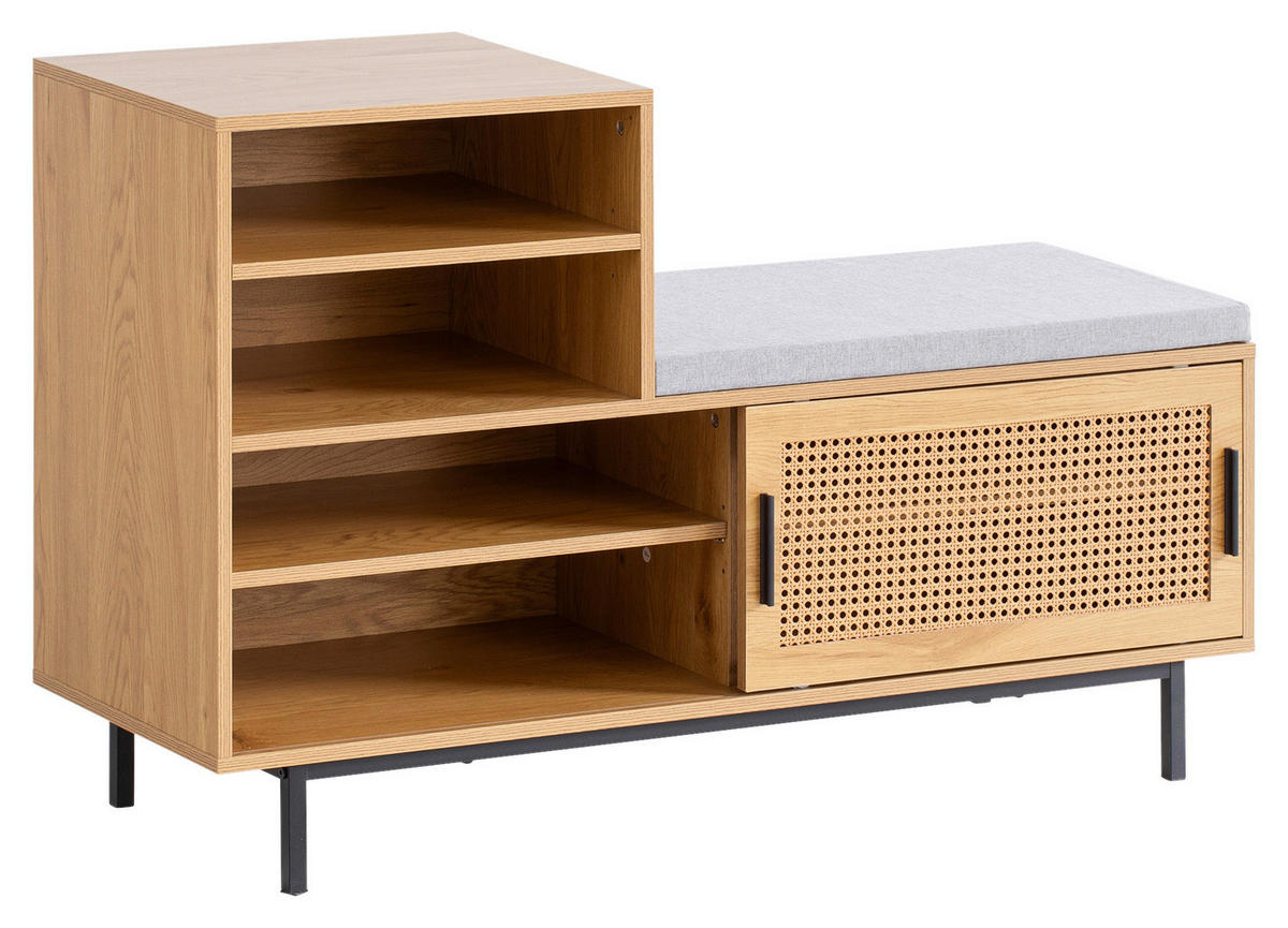 SKOBÄNK 120/75,5/40 cm  - svart/ekfärgad, Klassisk, metall/trämaterial (120/75,5/40cm) - Livetastic