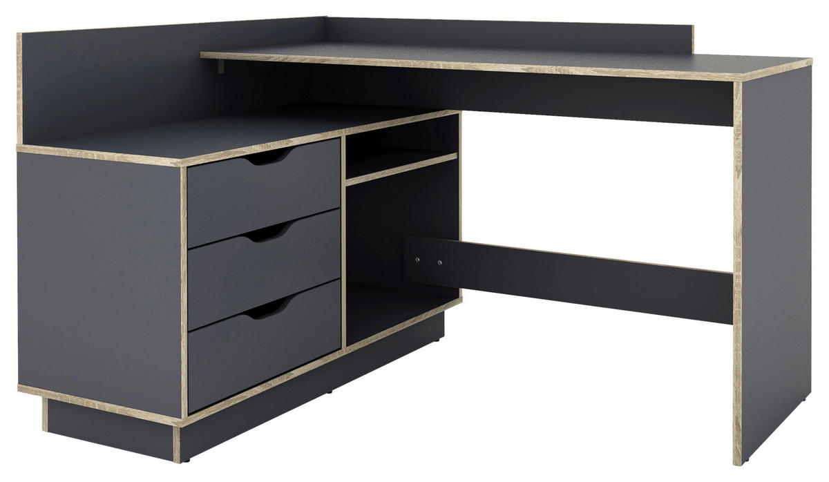 ECKSCHREIBTISCH 129/105/84 cm  in Anthrazit, Eichefarben  - Eichefarben/Anthrazit, LIFESTYLE, Holzwerkstoff (129/105/84cm) - MID.YOU