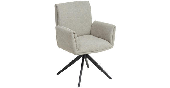 ARMLEHNSTUHL in Eisen Flachgewebe - Taupe/Schwarz, MODERN, Textil/Metall (65/90/60cm) - Novel