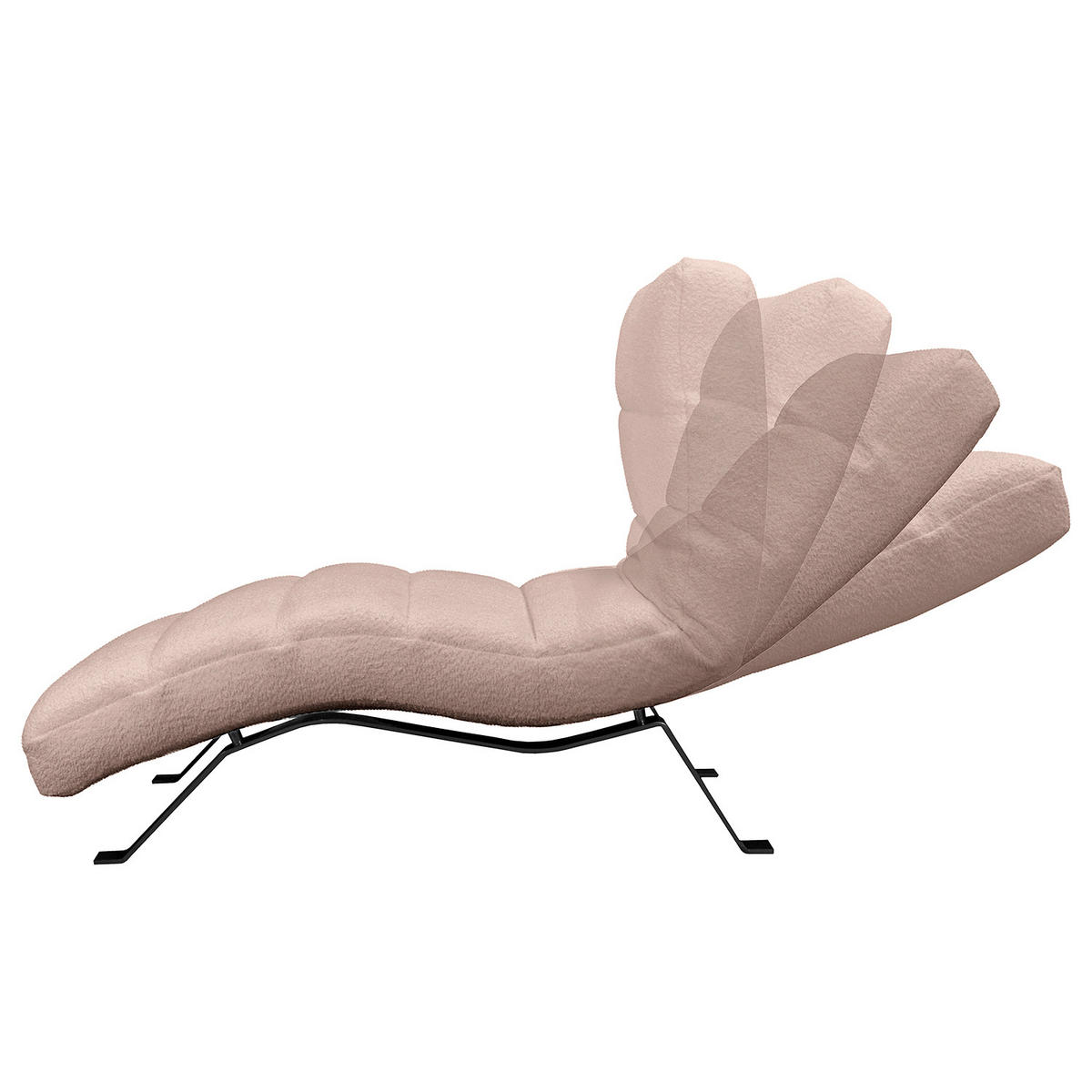 RELAXLIEGE in Bouclé Rosa  - Schwarz/Rosa, Design, Textil/Metall (65/65-95/171cm) - Livetastic