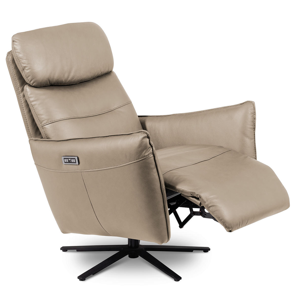 RELAXSESSEL in Leder Hellgrau  - Hellgrau/Schwarz, Design, Leder/Metall (77/107/88cm) - Livetastic